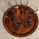 Service à liqueur ou alcools ou thé en verre et cuivre