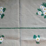 Hand embroidered linen tablecloth