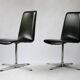 Pair of vintage swivel armchairs in black vinyl, 1970s