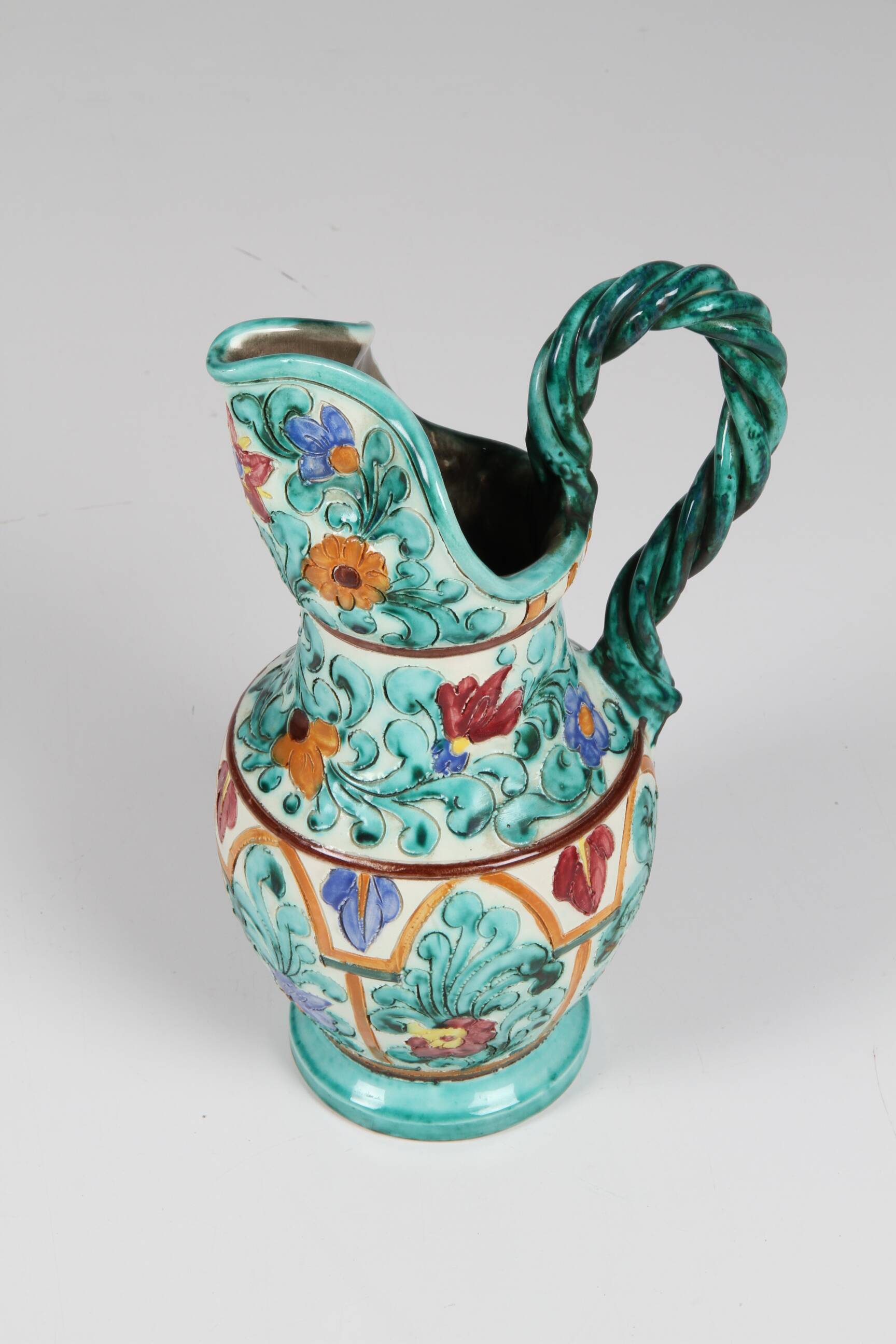 Polychrome earthenware jug