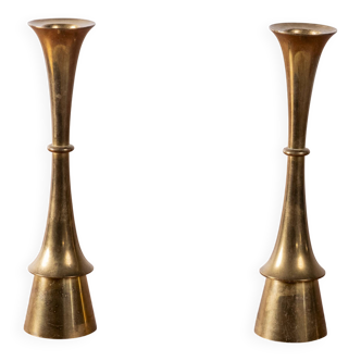 2x Brass Candlesticks attributed to Jens Harald Quistgaard, 1960s Denmark