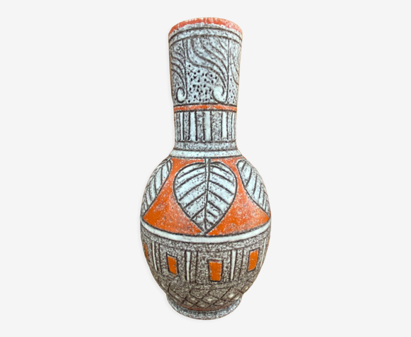 Vase céramique Fratelli Fanciullacci sgraffito orange