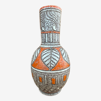 Ceramic vase Fratelli Fanciullacci sgraffito orange