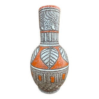 Vase céramique Fratelli Fanciullacci sgraffito orange