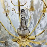 12-light bronze and crystal cage chandelier