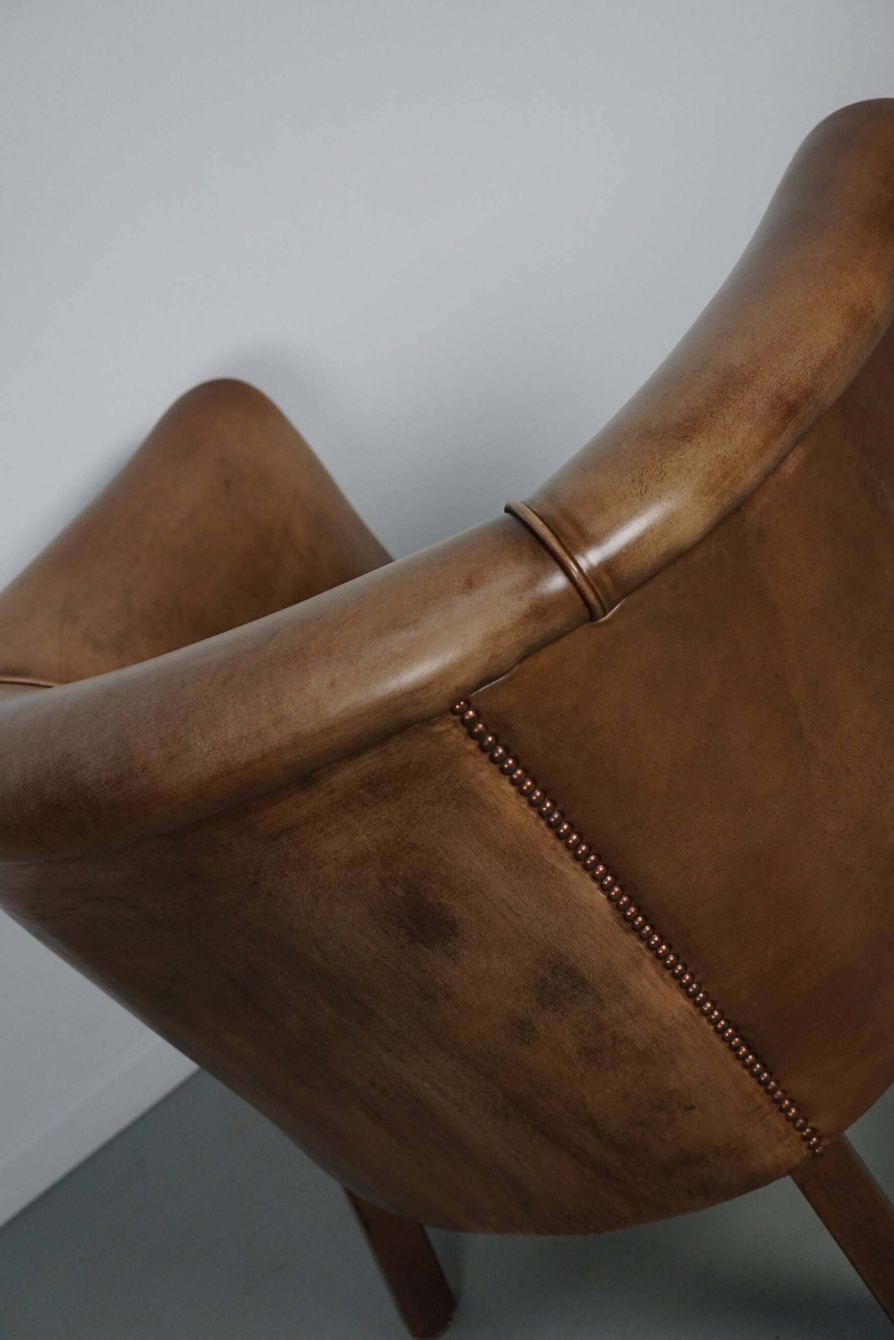 Vintage Dutch cognac coloured leather club chair