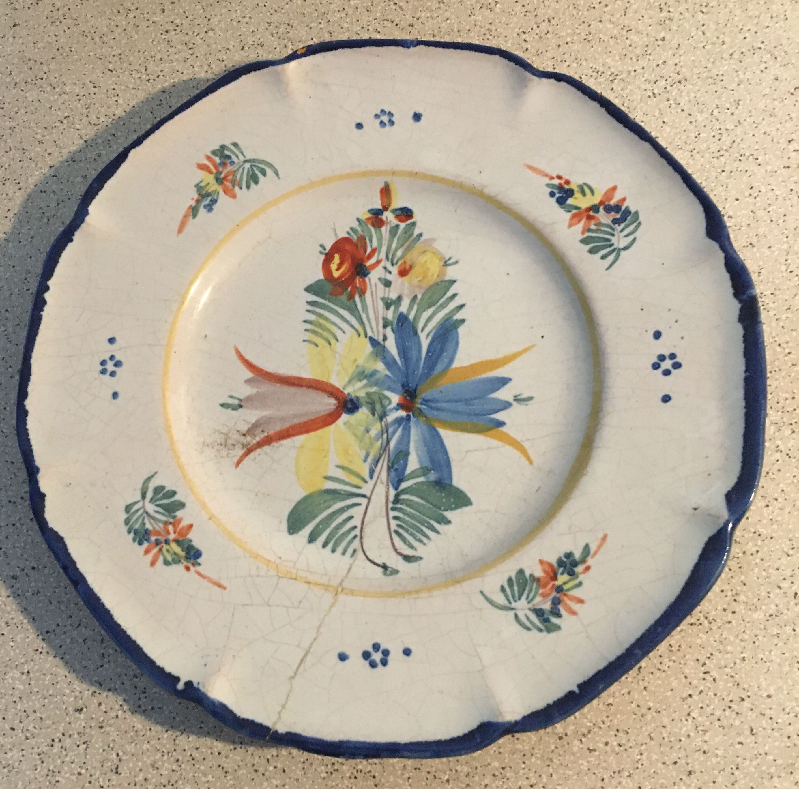 Earthenware plate by Antoine Montagnon Nevers