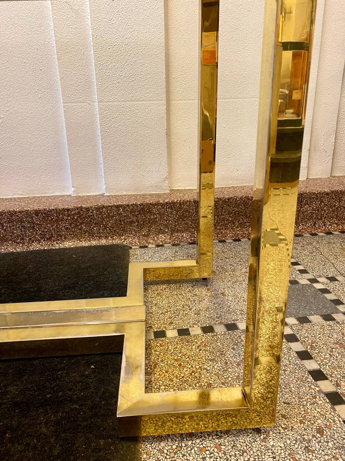 Belgo chrome dining table from the 70s with smoked glass