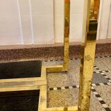 Belgo chrome dining table from the 70s with smoked glass