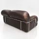 Canapé en cuir marron et chrome, années 1970