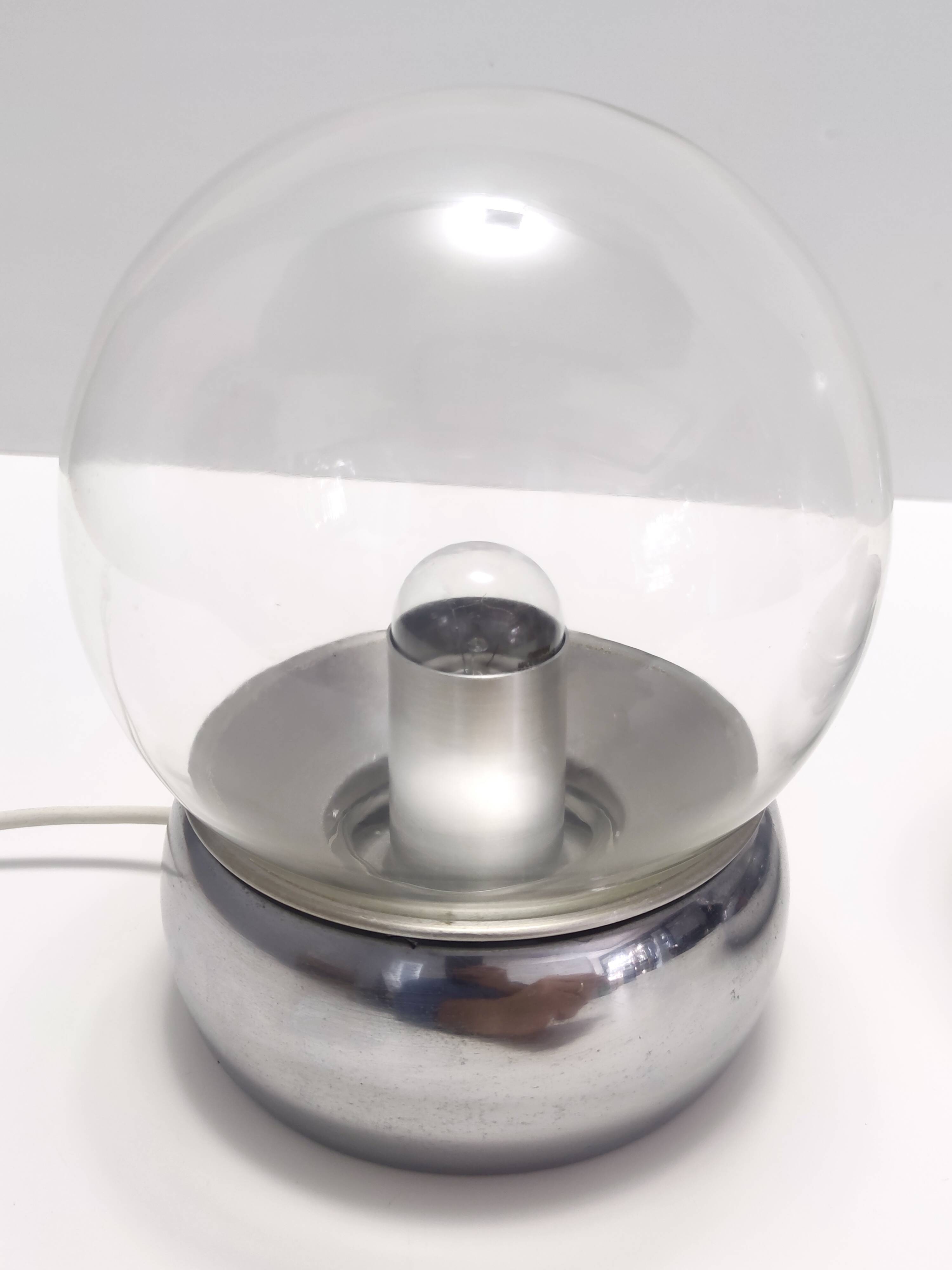 Pair of Vintage Glass and Metal Table Lamps "Vieste" by GPA Monti for Candle