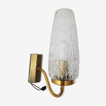 Vintage glass and brass sconce