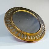 Round Moroccan mirror in openwork chiseled brass - vintage mirror 32 cm