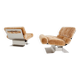 Pair of steel and Mohair velvet armchairs by François Monnet 1970