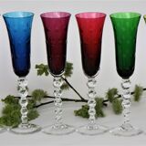 Model Bubbles series of 6 color St Louis Crystal champagne flutes