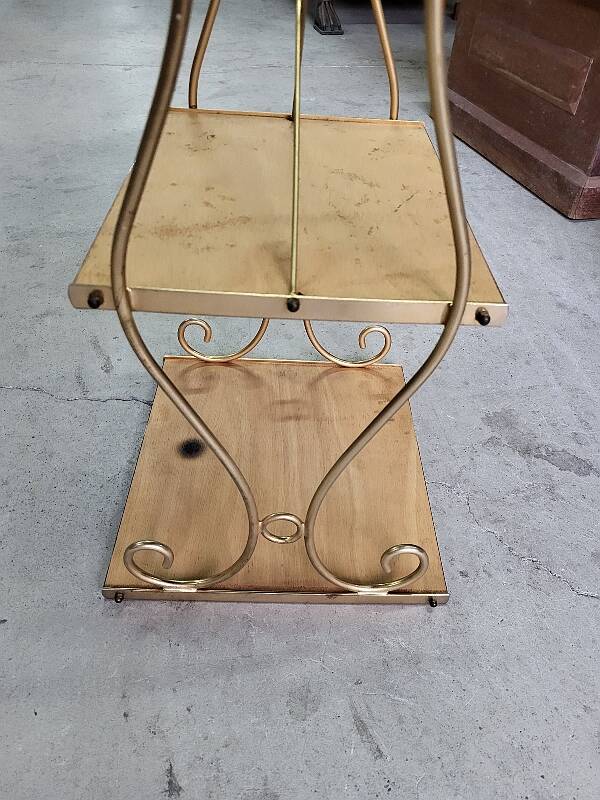 Small 2-tier metal and wooden stand 1960