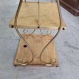 Petite sellette a 2 niveaux en metal et bois 1960