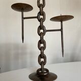Raw beaten iron candlestick 1970