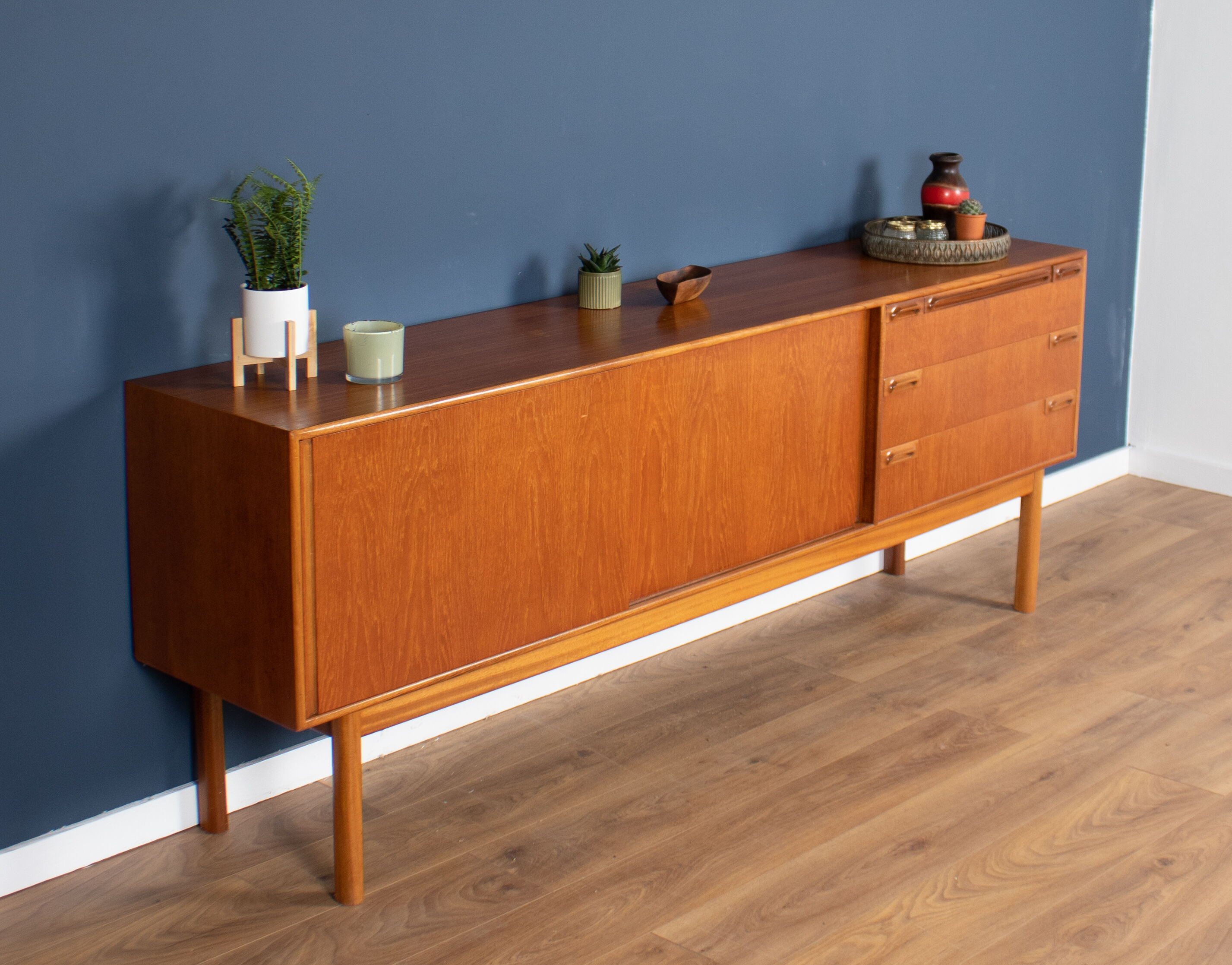 Retro teak 1960s long mcintosh sideboard with bar