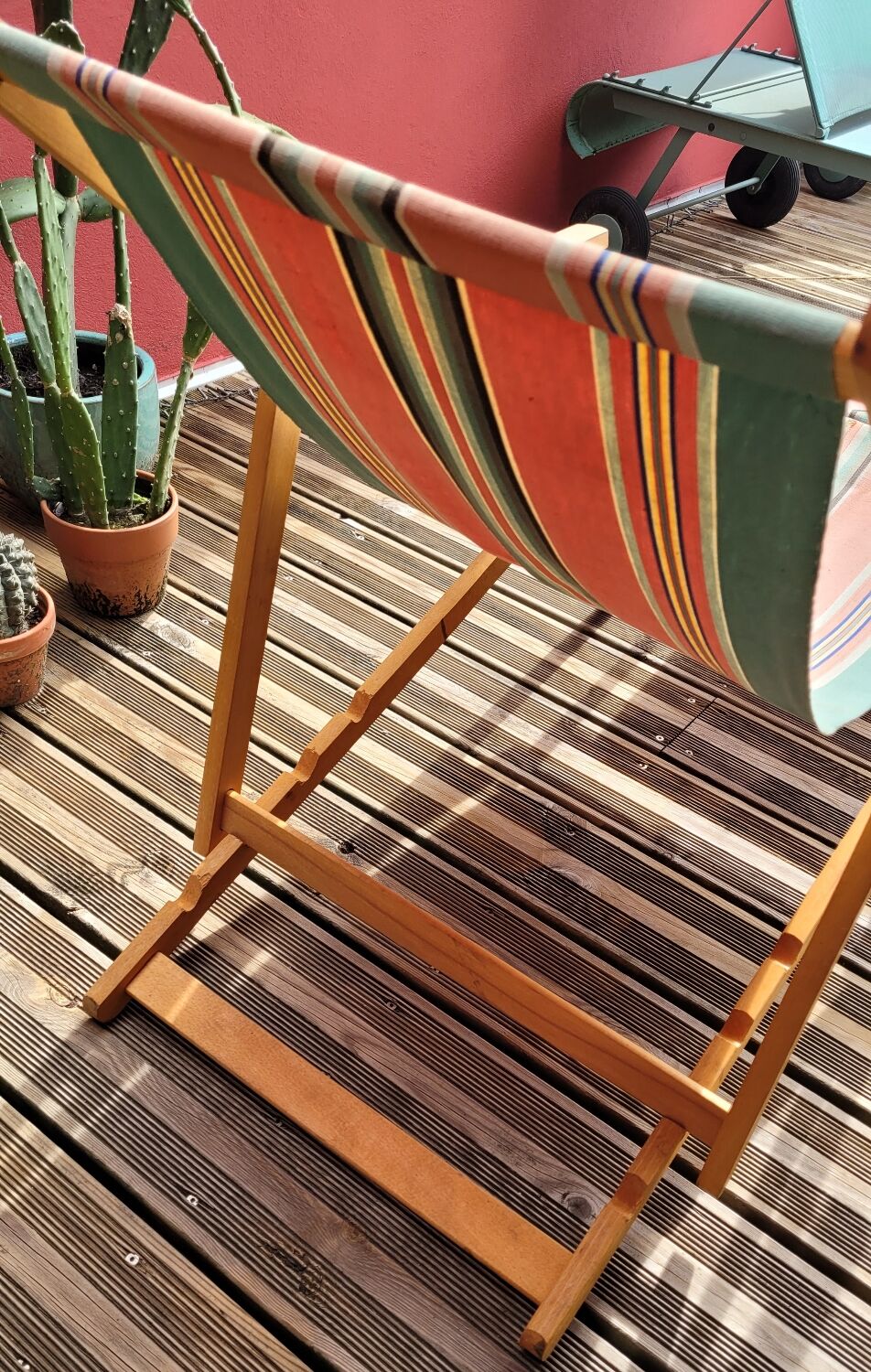 Vintage bayadère canvas chaise longue