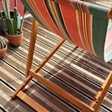 Vintage bayadère canvas chaise longue