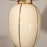 Large cracked earthenware lamp and Longwy enamels, France 1990s