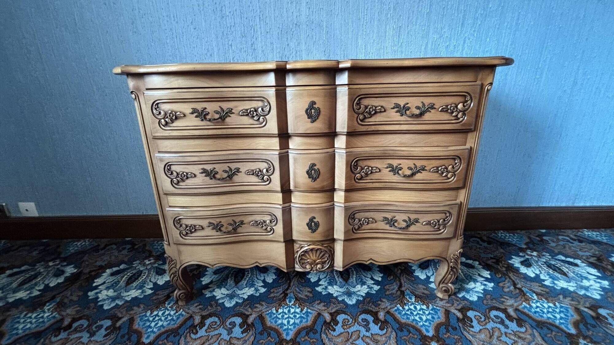 cherry wood commode in Louis XV style