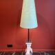 "Balustrade" lamp in terracotta, Ashoka silk shade, pistachio green.