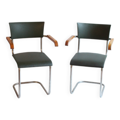 Fauteuils tubulaires Art déco, années 1930, lot de deux