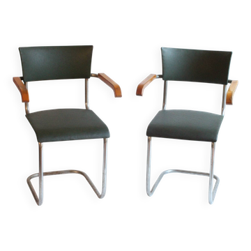Art deco tubular Armchairs, 1930s set of two