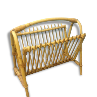 Vintage rattan magazine rack