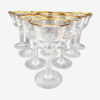 Set of 10 golden dessert wine glasses