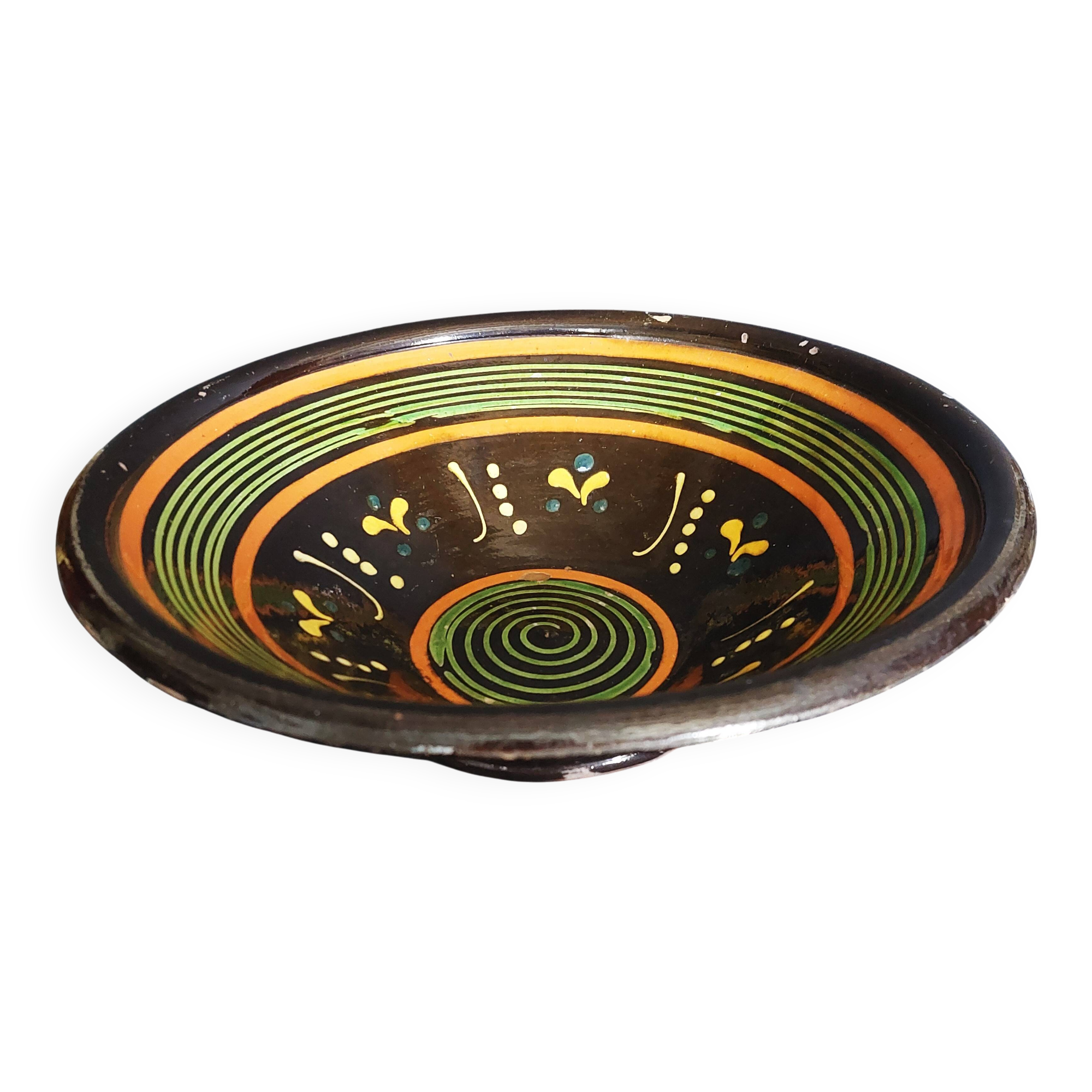 Glazed terracotta bowl, Savoy pottery from Marnaz, 20th century