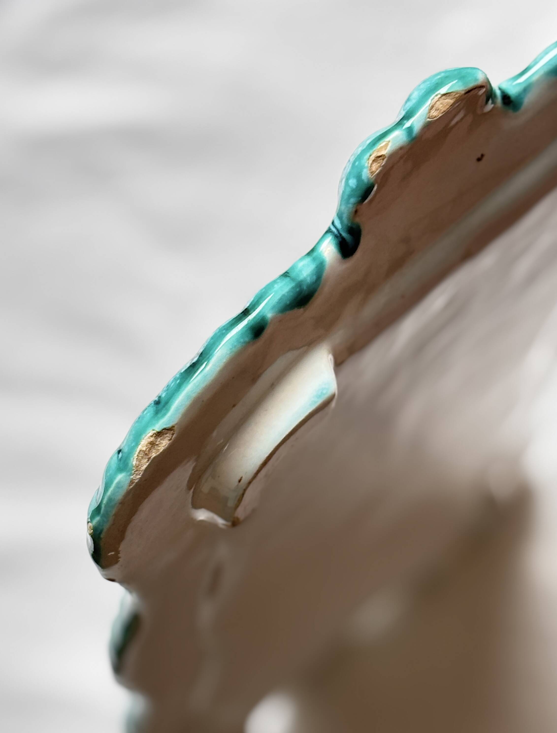 Green ceramic cake dish