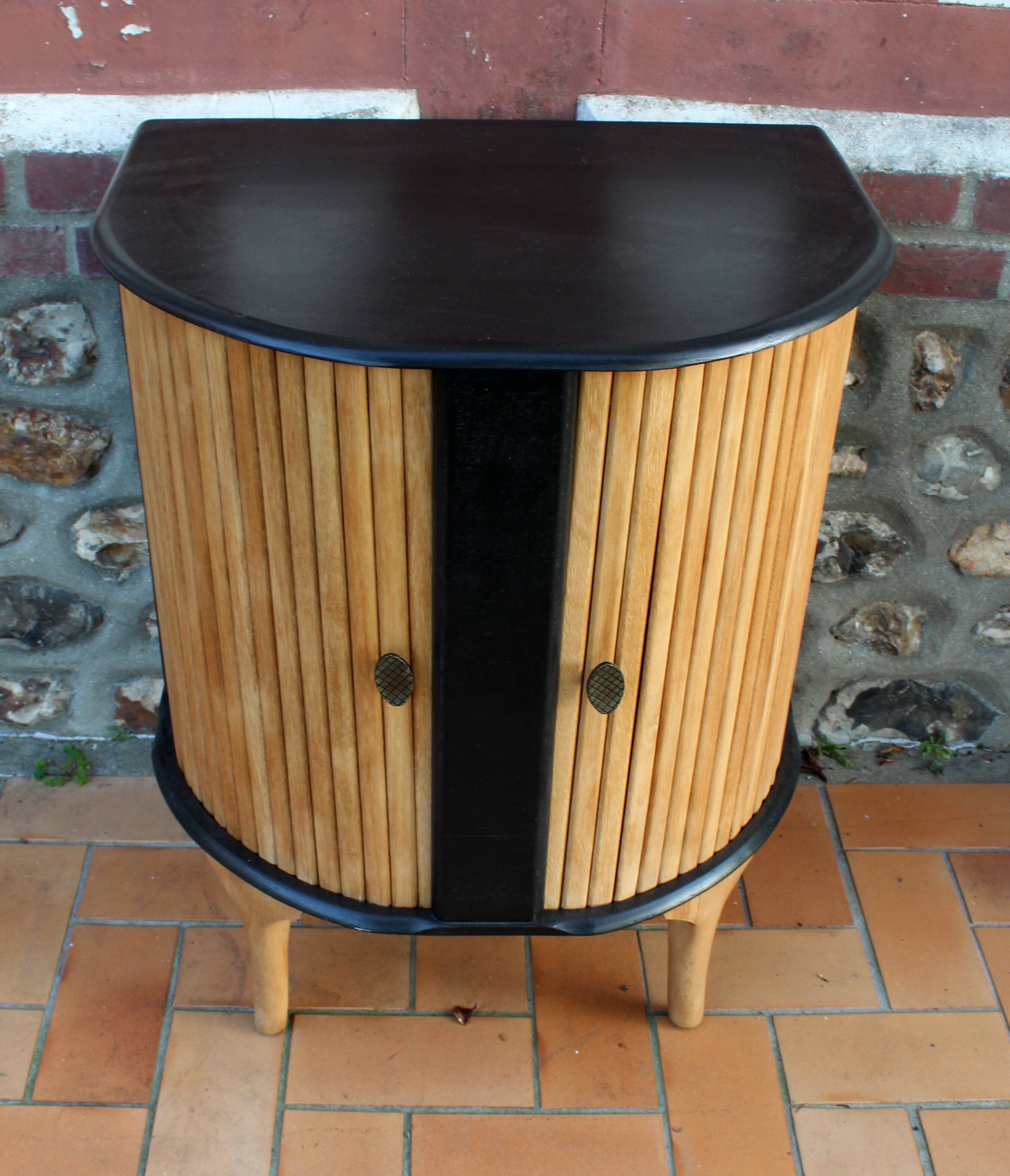 Low cabinet with curtains