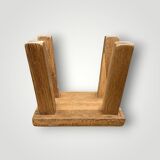 Small brutalist stool in solid oak – 1960s