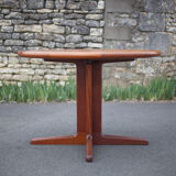 Round dining table extendable 2 extensions, vintage teak table, interior decoration