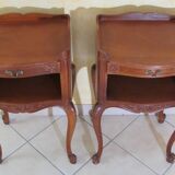 Pair of cherry wood bedside tables, Louis XV style