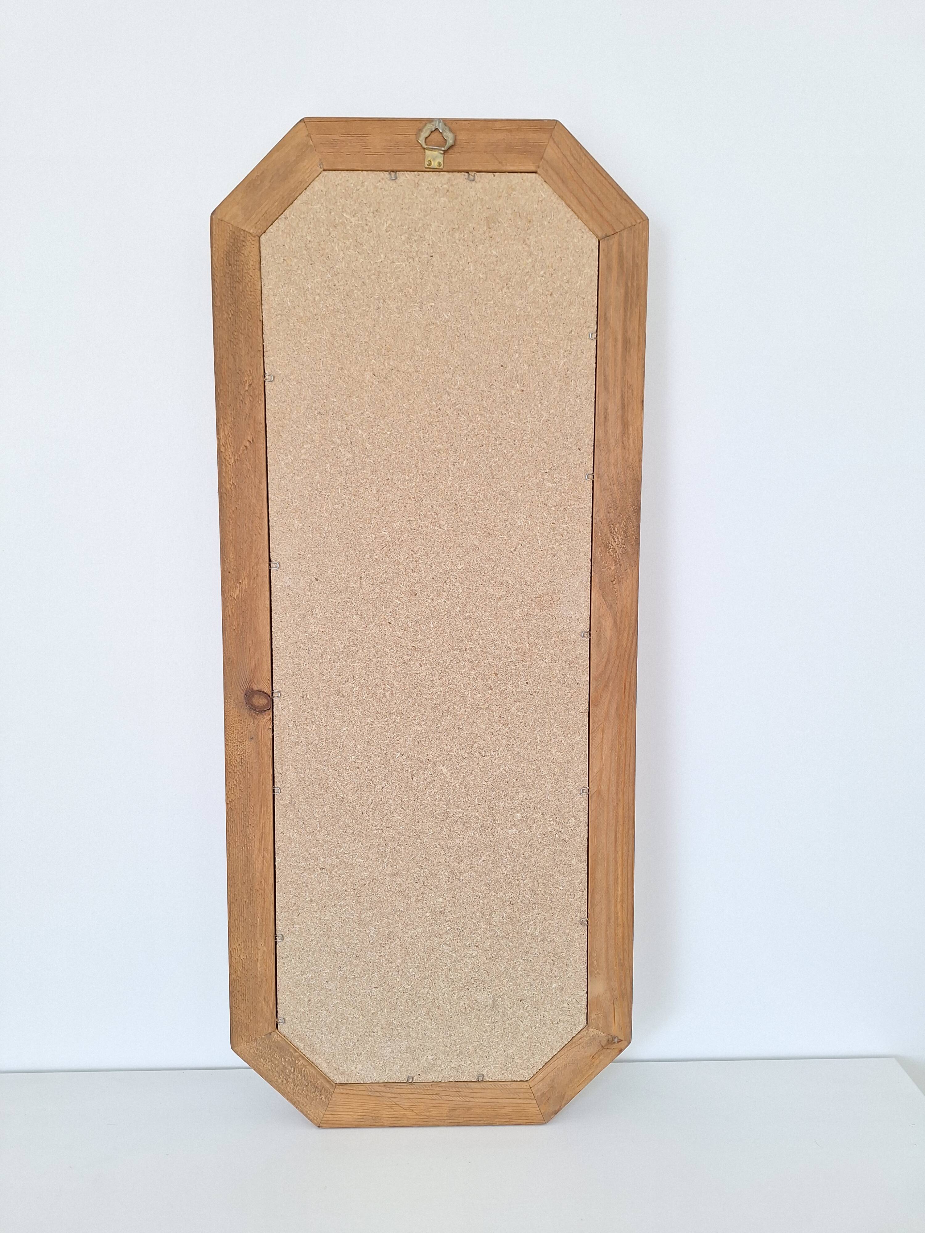 Octagonal solid wood mirror from the 1980s.