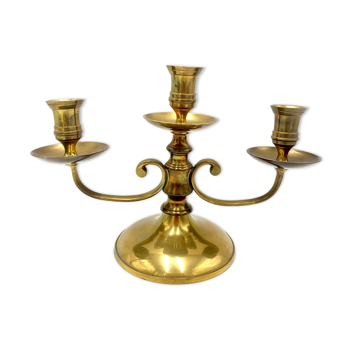 Brass three-arm candlestick