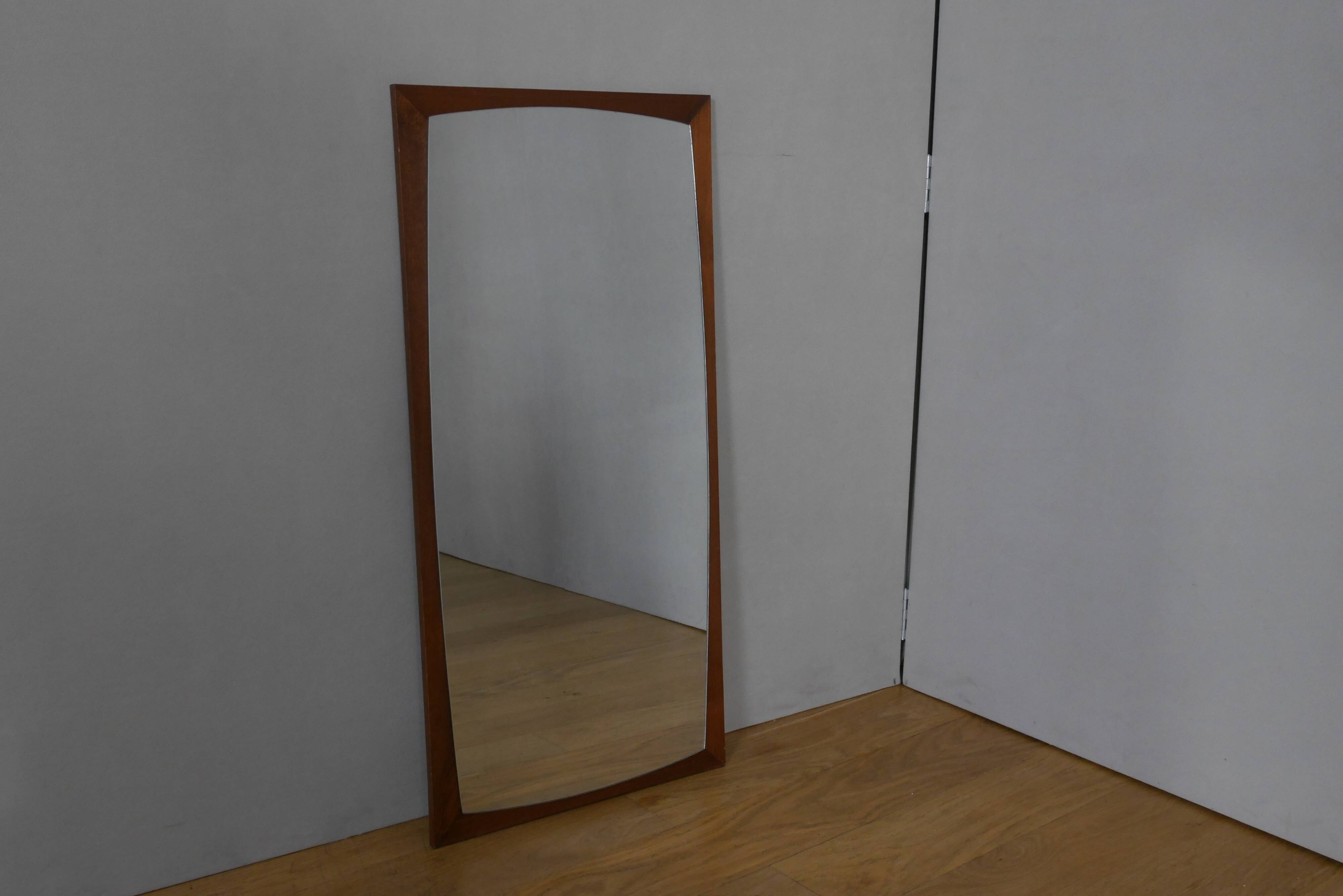 Scandinavian mirror 77x37cm in teak 60s