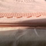 Old linen and cotton sheet dyed in tea pink