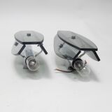 Pair of Veca smoked glass and chrome wall lights from the 70s