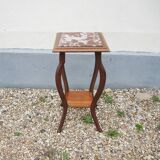 Antique Art Deco Style Wooden and Marble Stool