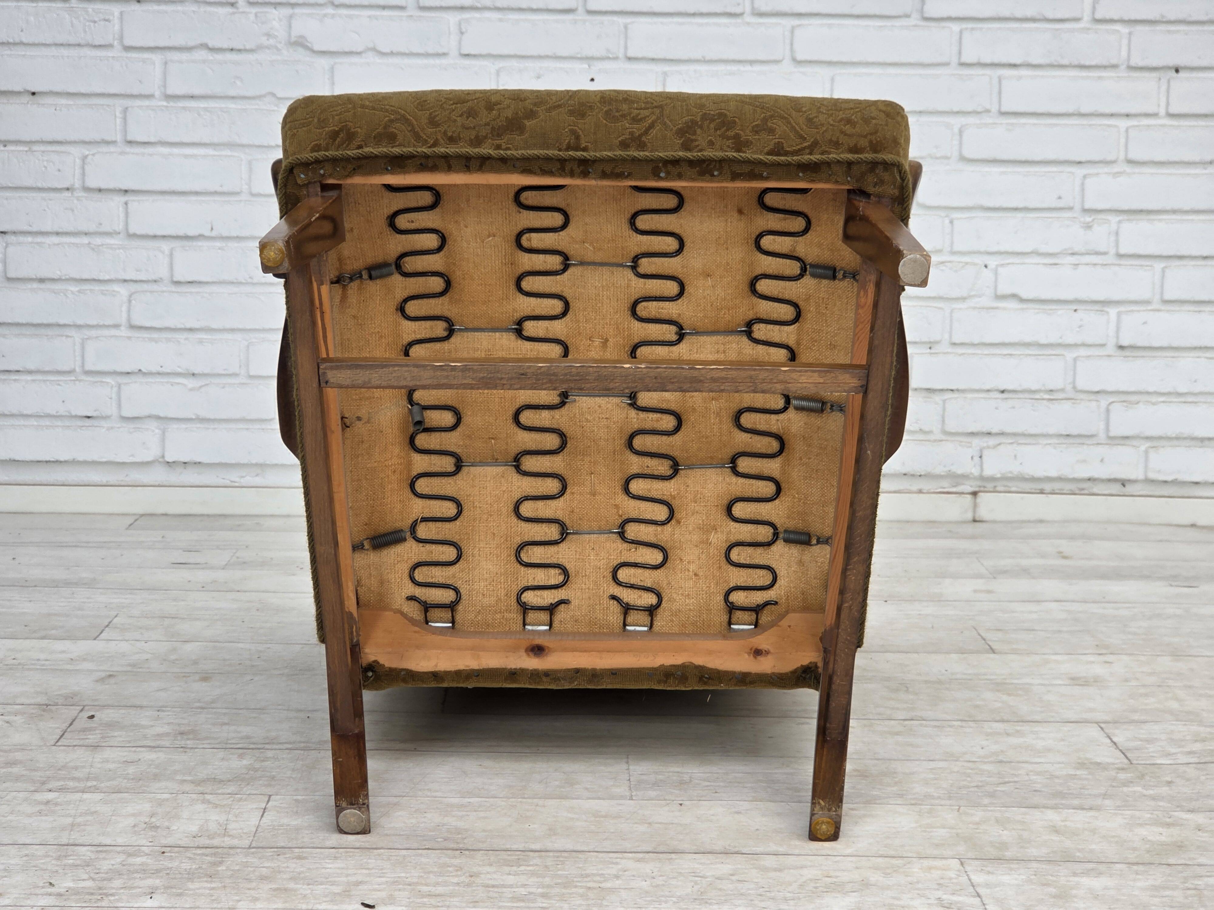 1960s, Danish vintage armchair, furniture wool, beech wood.