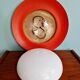 Pair of XXL orange Space Age wall sconces, 1960