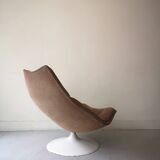 chauffeuse tulipe pivotant en tissu beige Artifort, design 1970