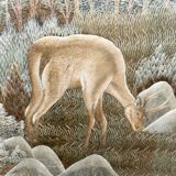 Important Indochinese silk embroidered hanging, Deer in the forest, circa 1940