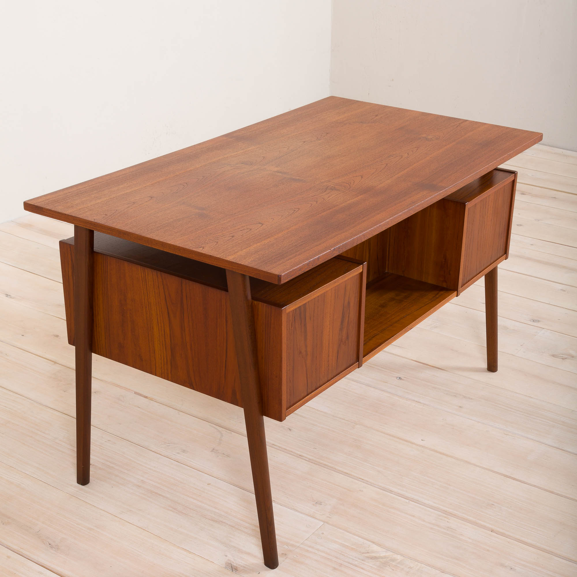 Danish teak mid century double sided desk, 60s