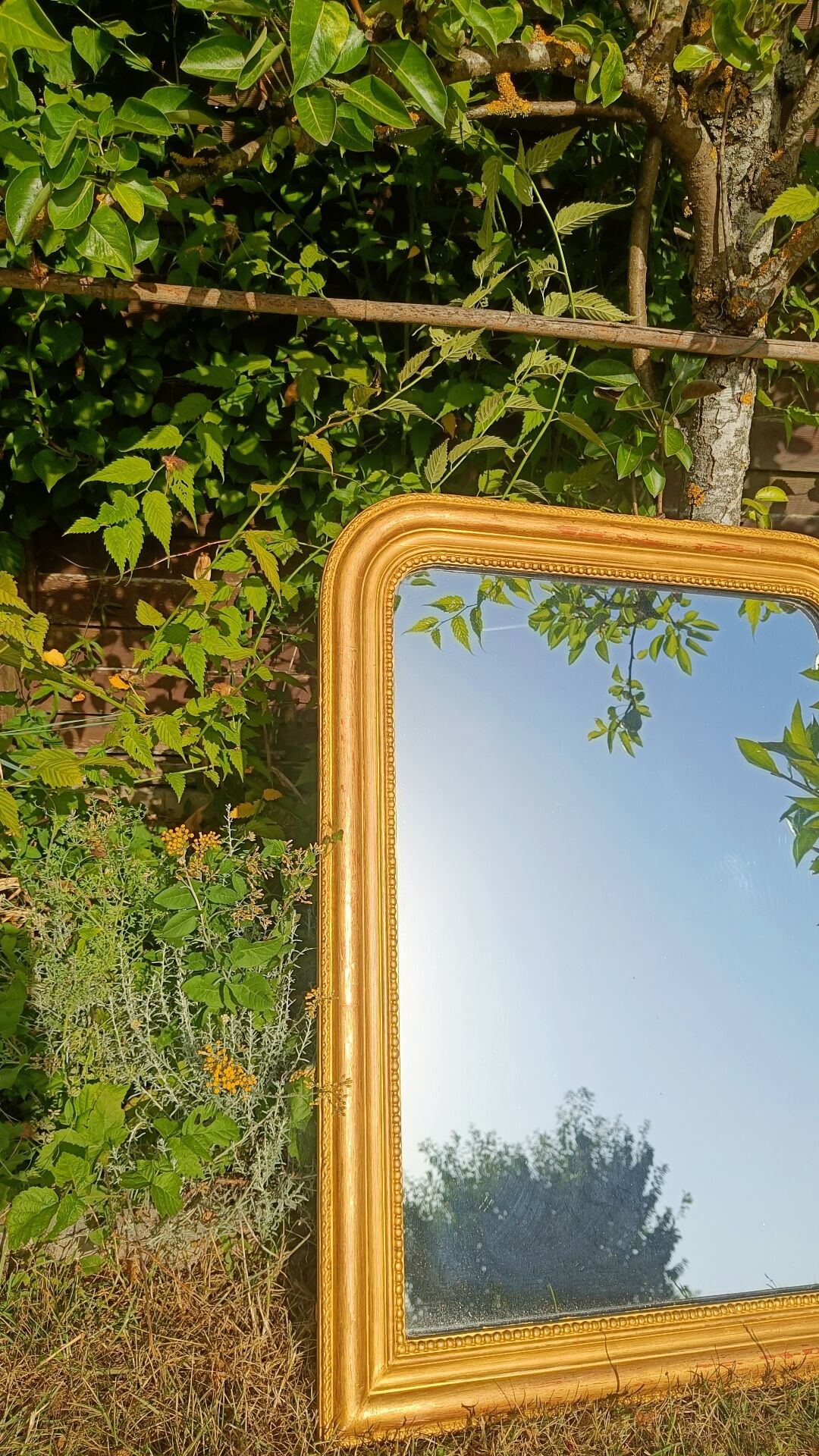 Antique gilded patinated Louis-Philippe mirror